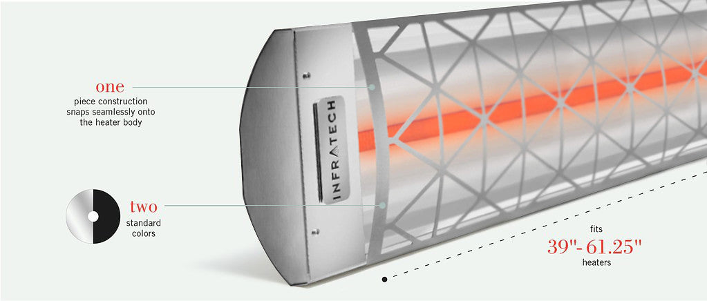 Infratech C Series Single Element with Contemporary Motif C2048SS1 2000 Watts 480V 4.17 Amps Infrared Electric Patio Heater 39 x 8.19 x 2.5 in. Stainless Steel Color