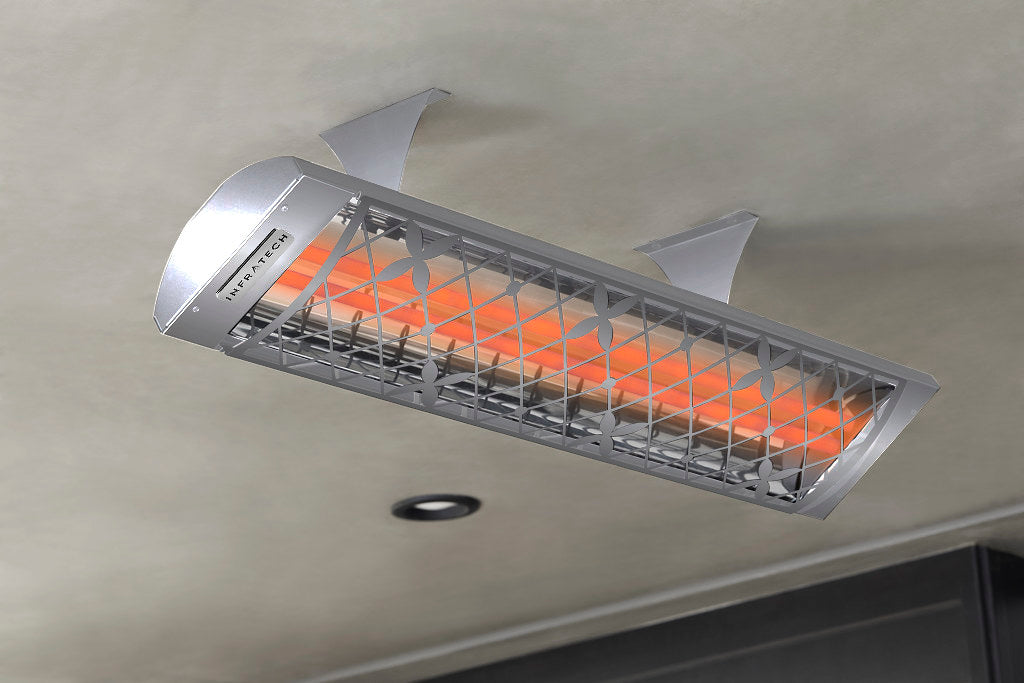 Infratech C Series Single Element with Traditional Motif C3027SS4 3000 Watts 277V 10.83 Amps Infrared Electric Patio Heater 61.25 x 8.19 x 2.5 in. Stainless Steel Color