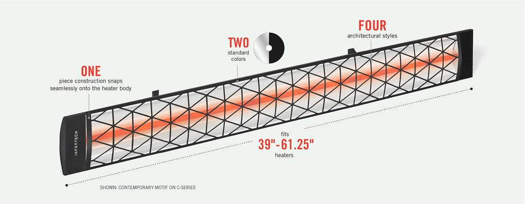 Infratech BL1S39 Single Element Contemporary Motif Upgrade Kit For 39 Inches Heaters - Black Color